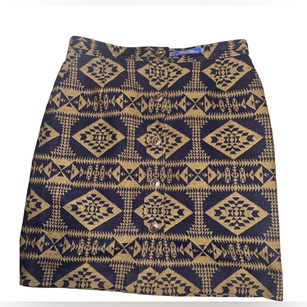 Pendleton Wool skirt‎ Mojave style in pattern navy blue & bronze SIZE 12